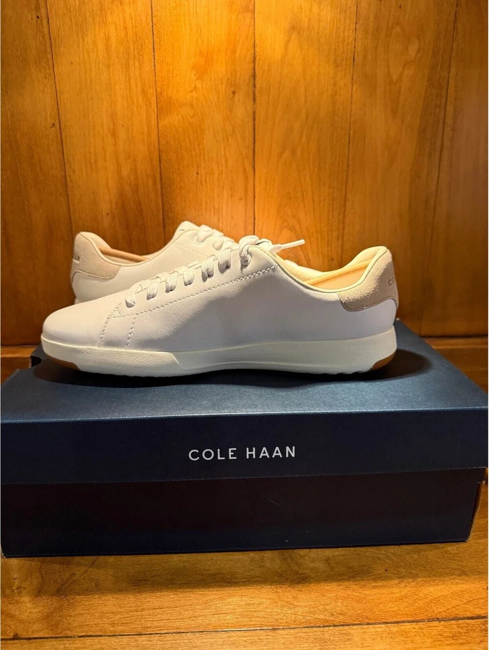 New Cole Haan GrandPro Optic White Leather Tennis Shoes Women's Size 8.5